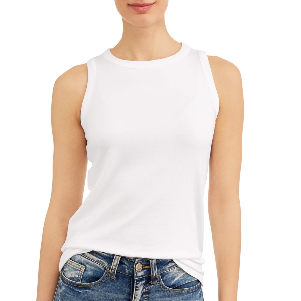 White Sleeveless Tank Top